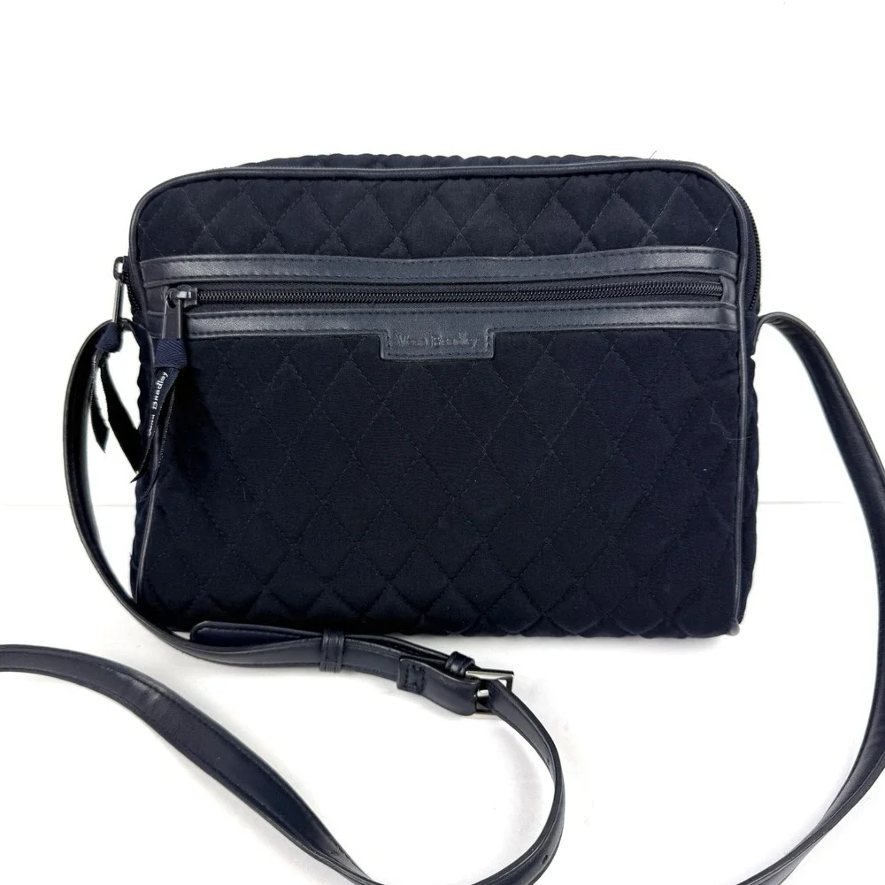 Vera Bradley Crossbody Bag Dark BLUE Microfiber Trimmed Triple Compartment‎